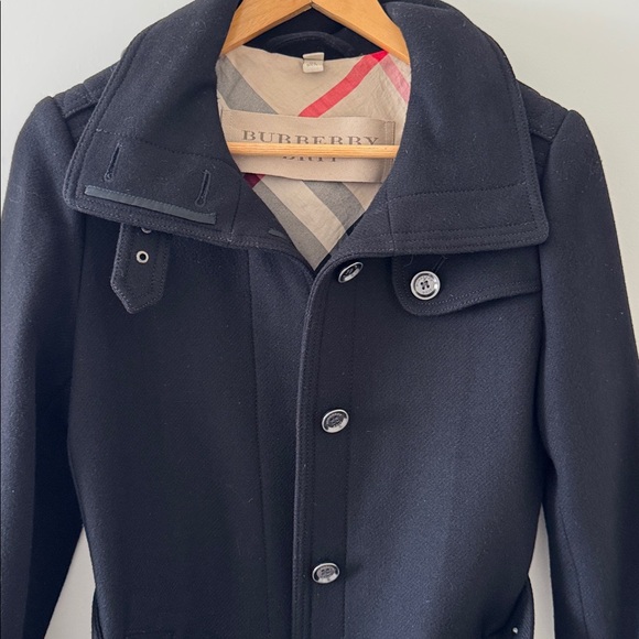 Burberry Brit Black Rushworth Belted Wool Cashmere Blend Trench Coat Size 6 - Picture 6 of 13